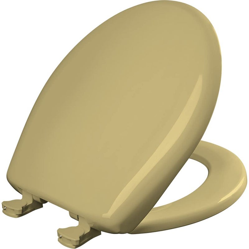 Bemis Classic Colors Slow Close Toilet Seat, Easy Clean Hinges and Durable Plastic Seat, Made in USA, Round, Harvest Gold - Image 1